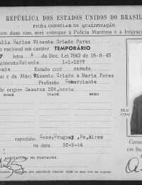 Ficha Consular 1947 - Vicente Criado Pérez